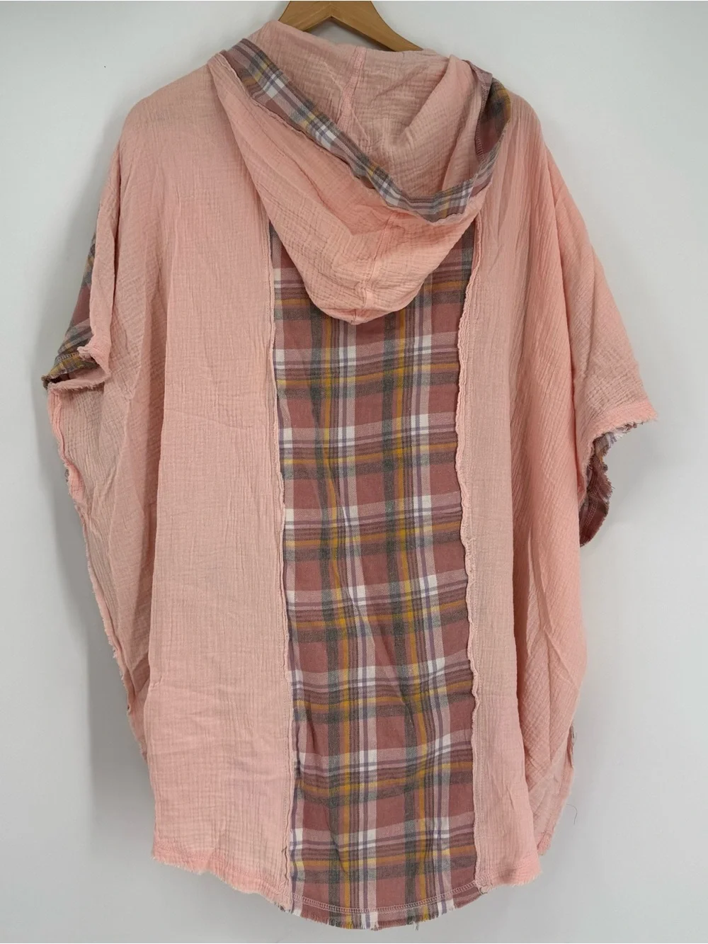 Oli and Hali Oversized Hooded Cotton Gauzy Poncho OS Boho Hippie Cover up